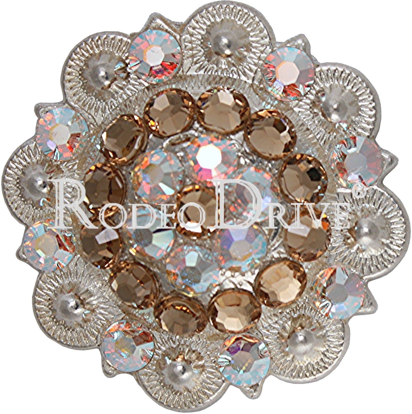 Champagne & AB Bright Silver 2" European Crystal Concho
