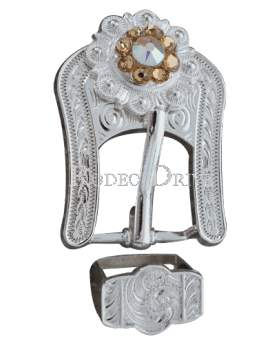 Champagne & AB Silver European Crystal Buckle Keeper Set