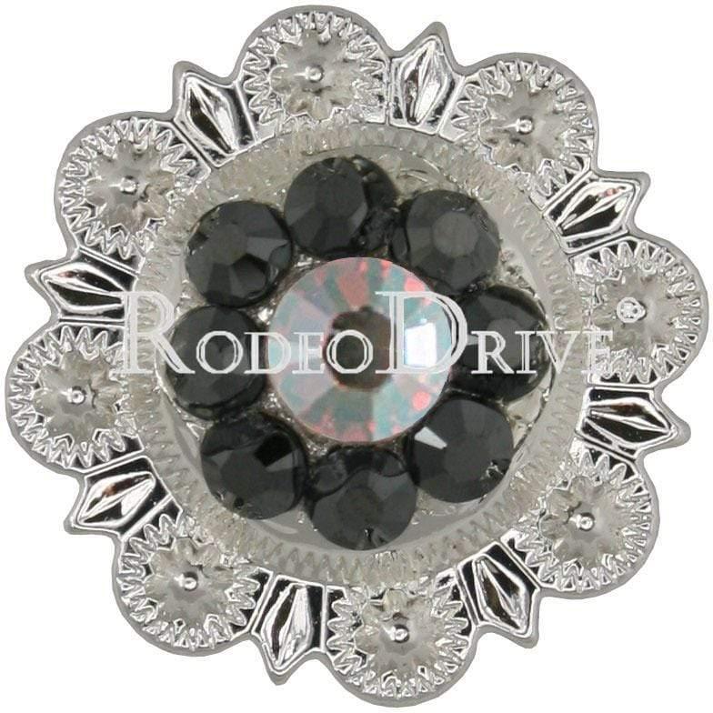 Jet & AB Bright Silver 1" European Crystal Concho