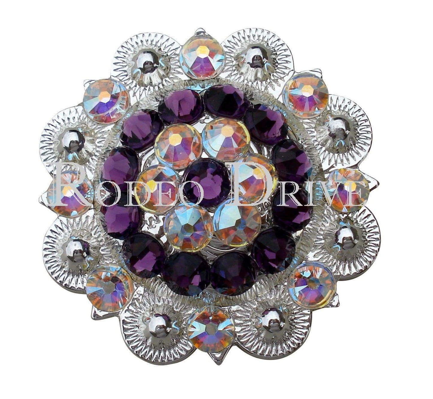 Purple & AB Bright Silver 2" European Crystal Concho