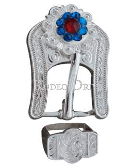 Red White & Blue Silver European Crystal Buckle Keeper Set