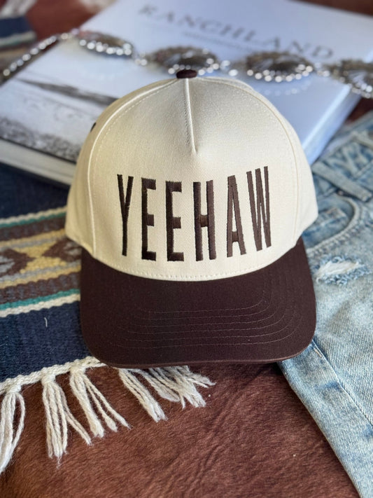 Brown Yeehaw Embroidered Trucker Hat