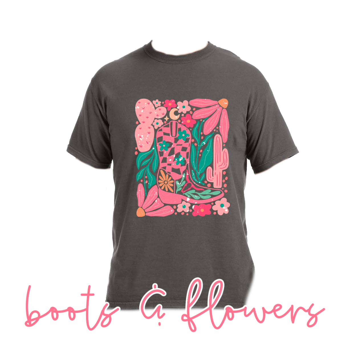 Boots & Flowers - Graphic Top