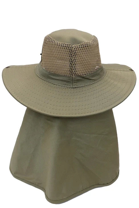 Fisherman Hat with Extra Wide Neck Cover|BLACK