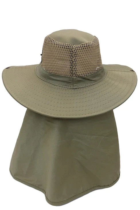 Fisherman Hat with Extra Wide Neck Cover|OLIVE
