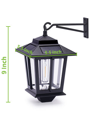 2 Pack SmartYard Solar Aluminum Wall Hanging Lanterns with Replaceable Bulb, 4 Solar Panels,Anti-Rust