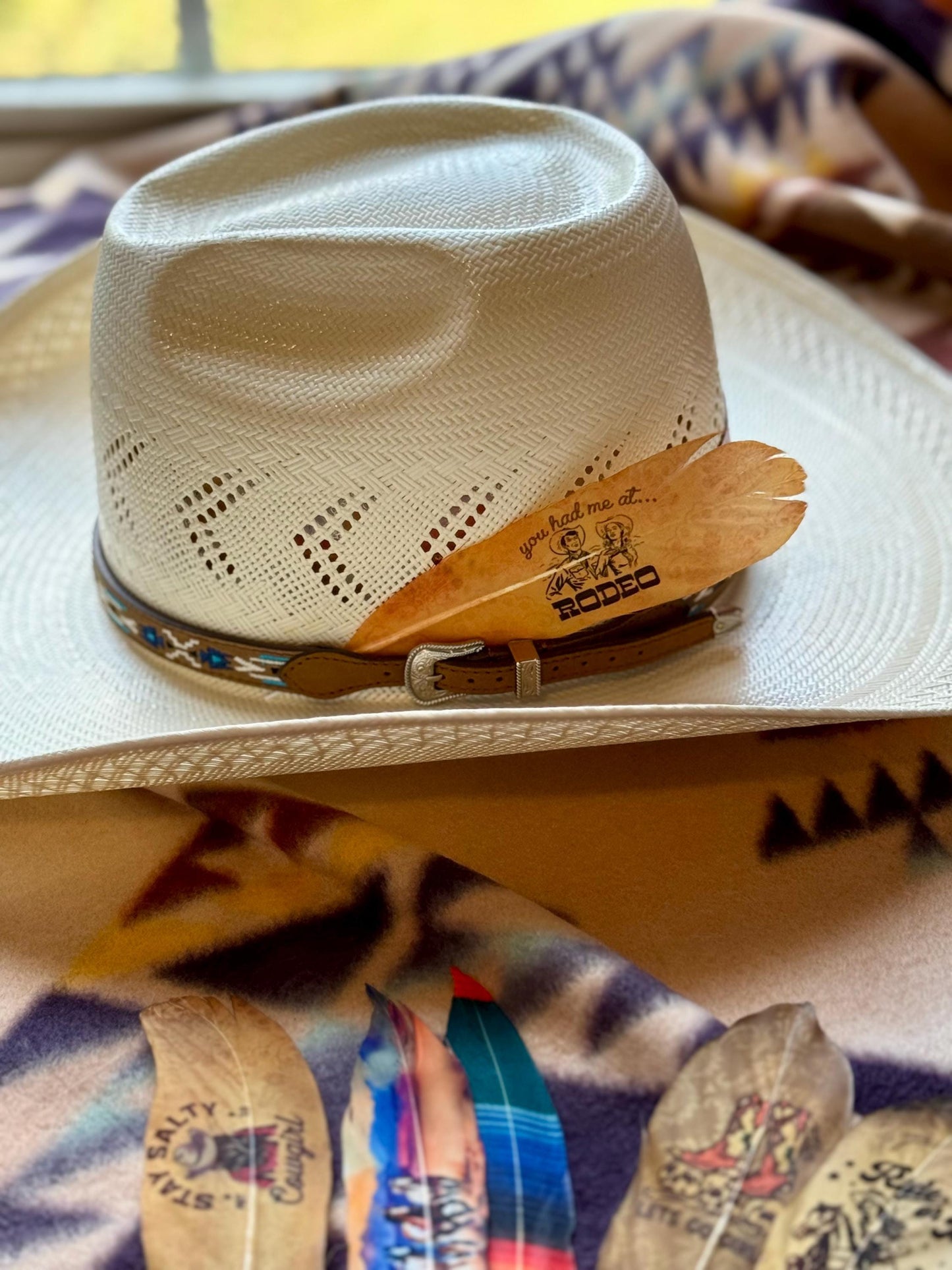 You Had Me at Rodeo Western Hat Feather