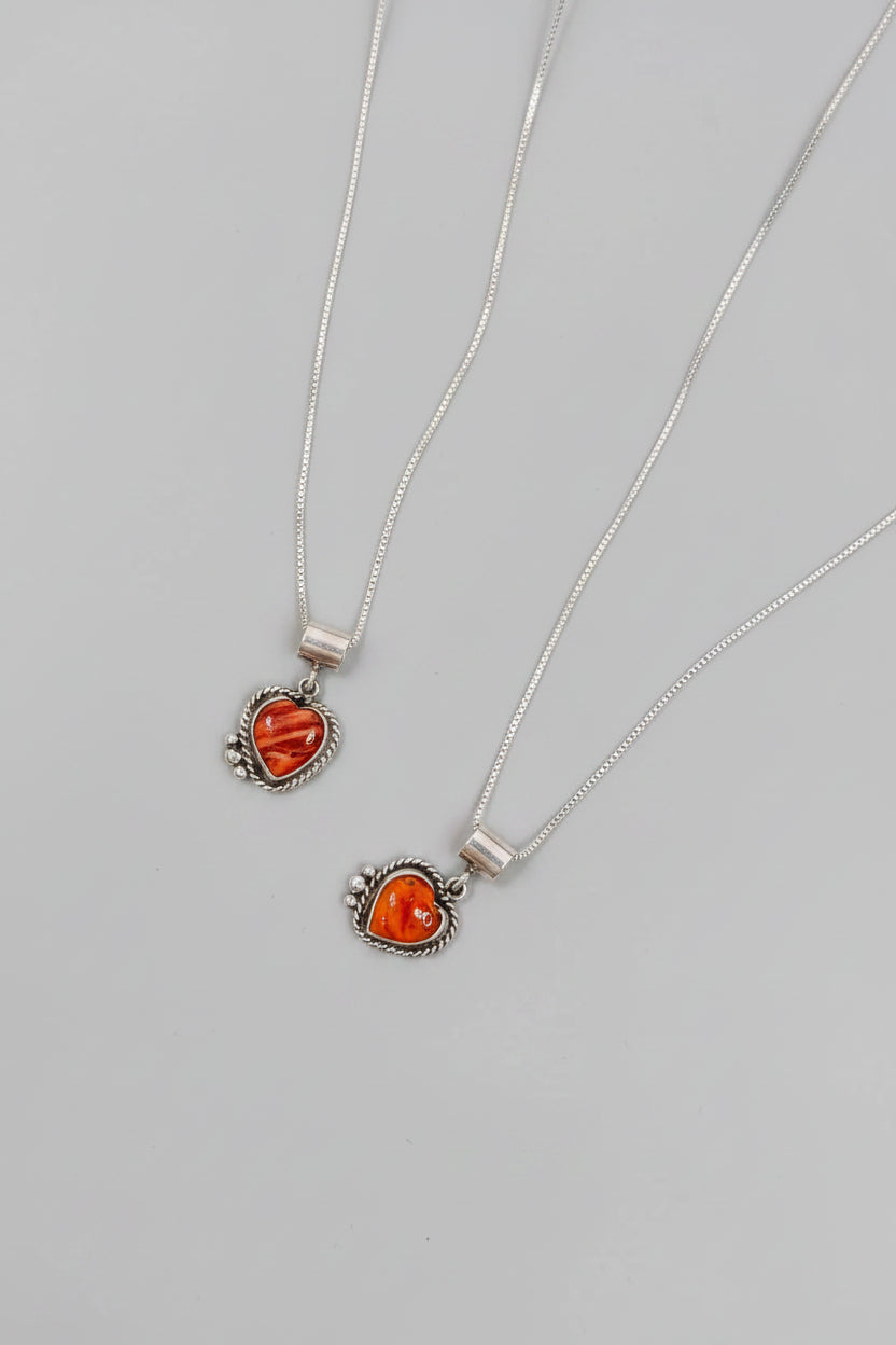 Calhoun Orange Spiny Oyster Heart Necklace