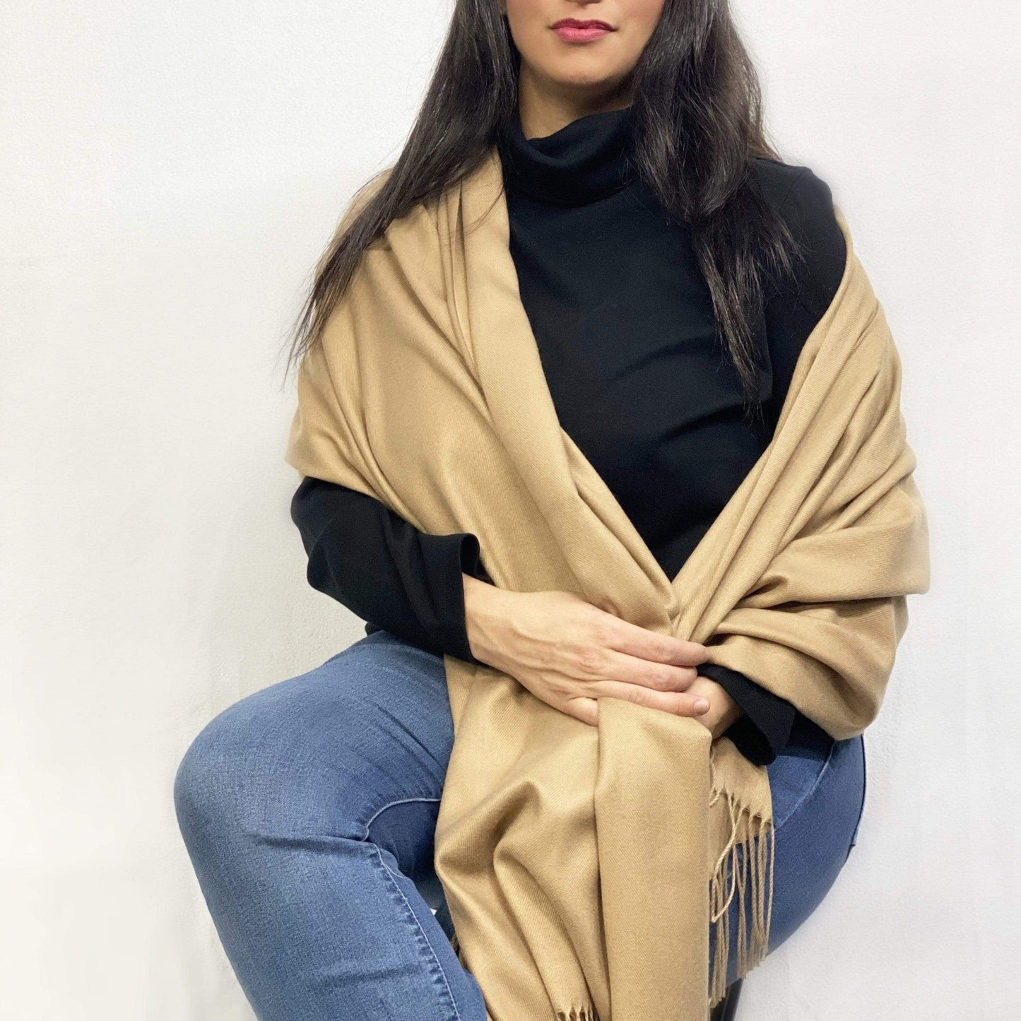 Ultra Soft Tan Cashmere Scarf / Wrap / Shawl / Cover  #CA1
