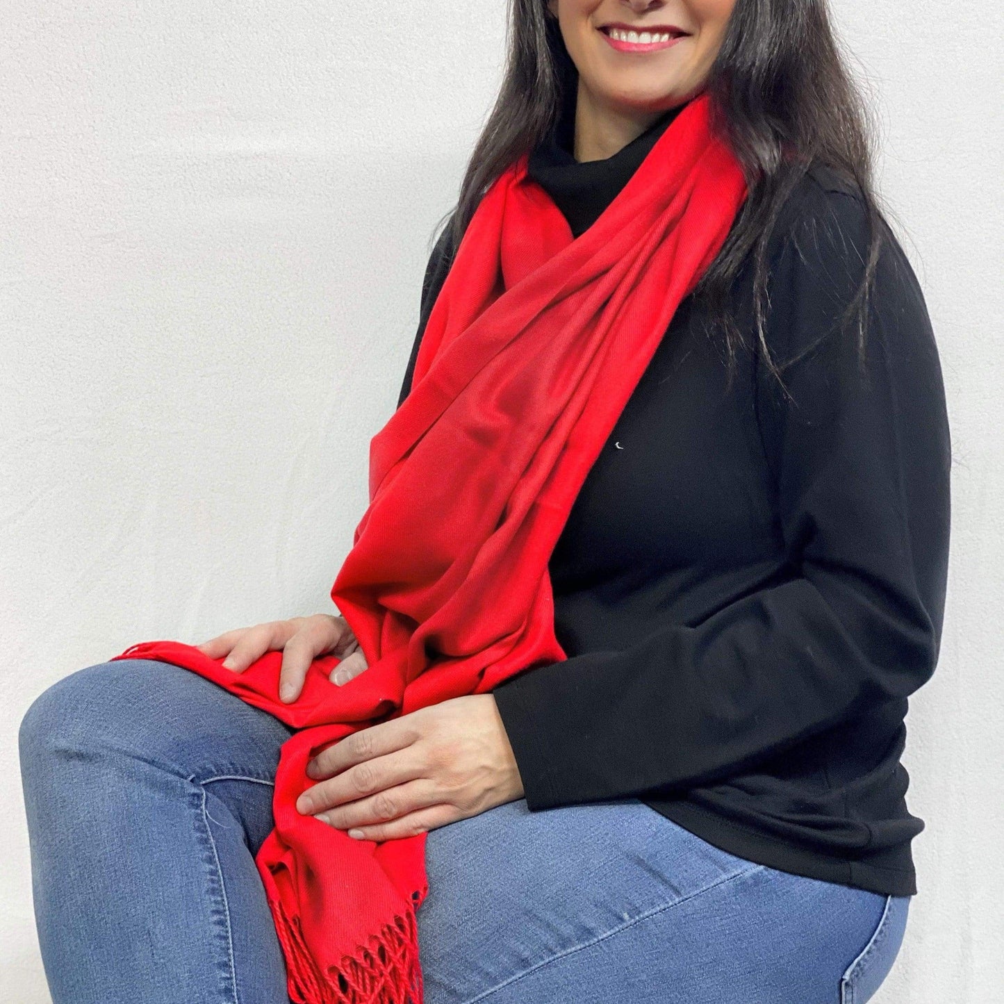 Ultra Soft Red Cashmere Scarf / Wrap / Shawl / Cover  #CA10