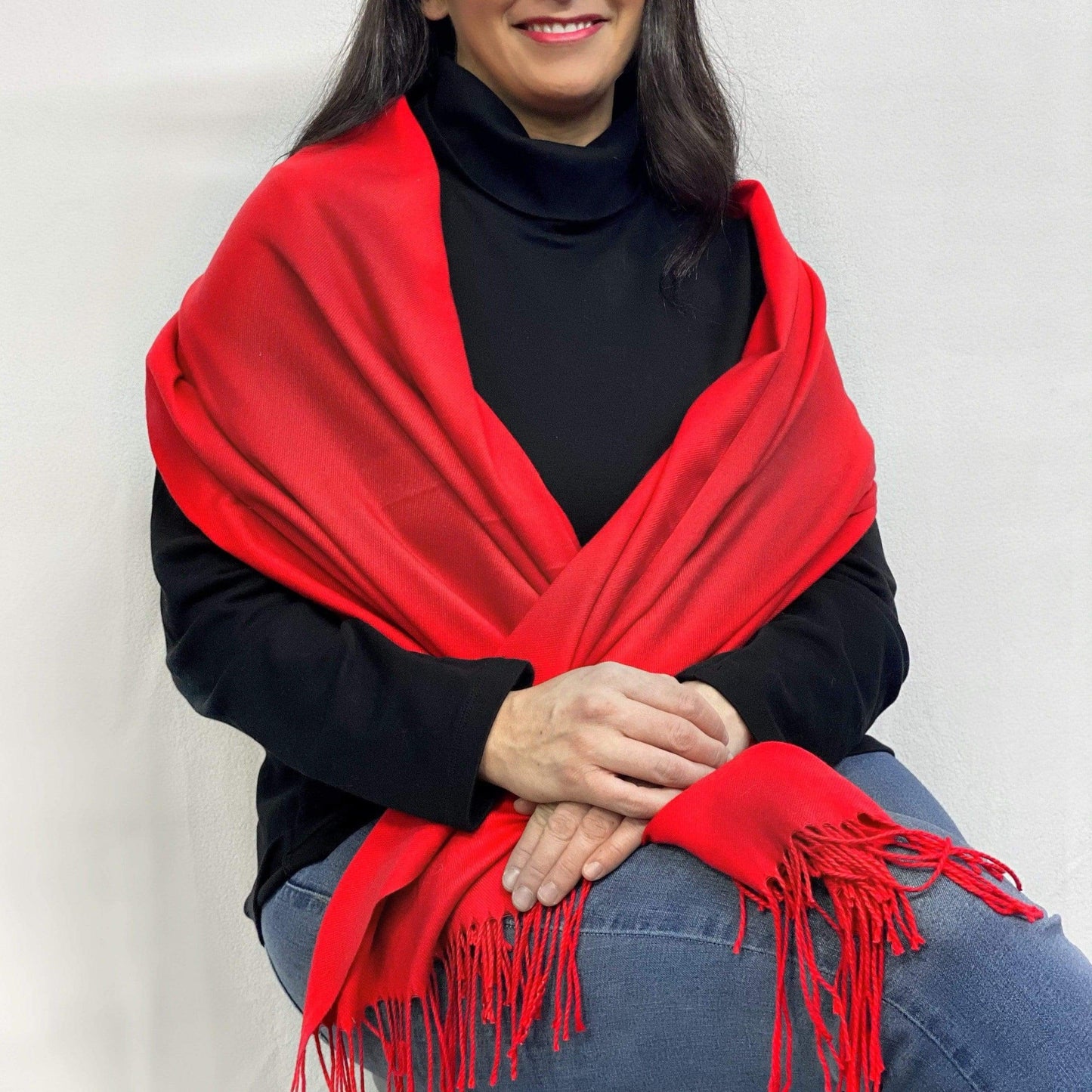 Ultra Soft Red Cashmere Scarf / Wrap / Shawl / Cover  #CA10