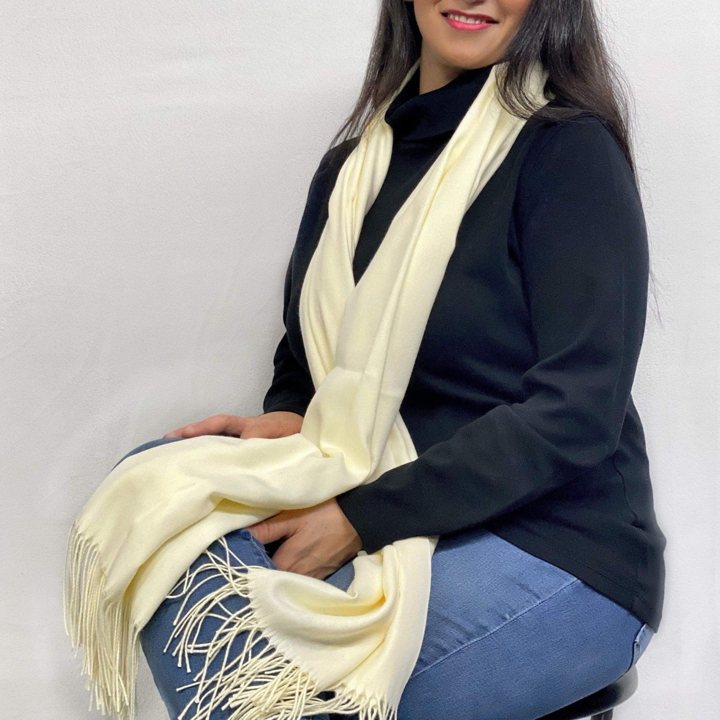 Ultra Soft Cream Cashmere Scarf / Wrap / Shawl / Cover  #CA6