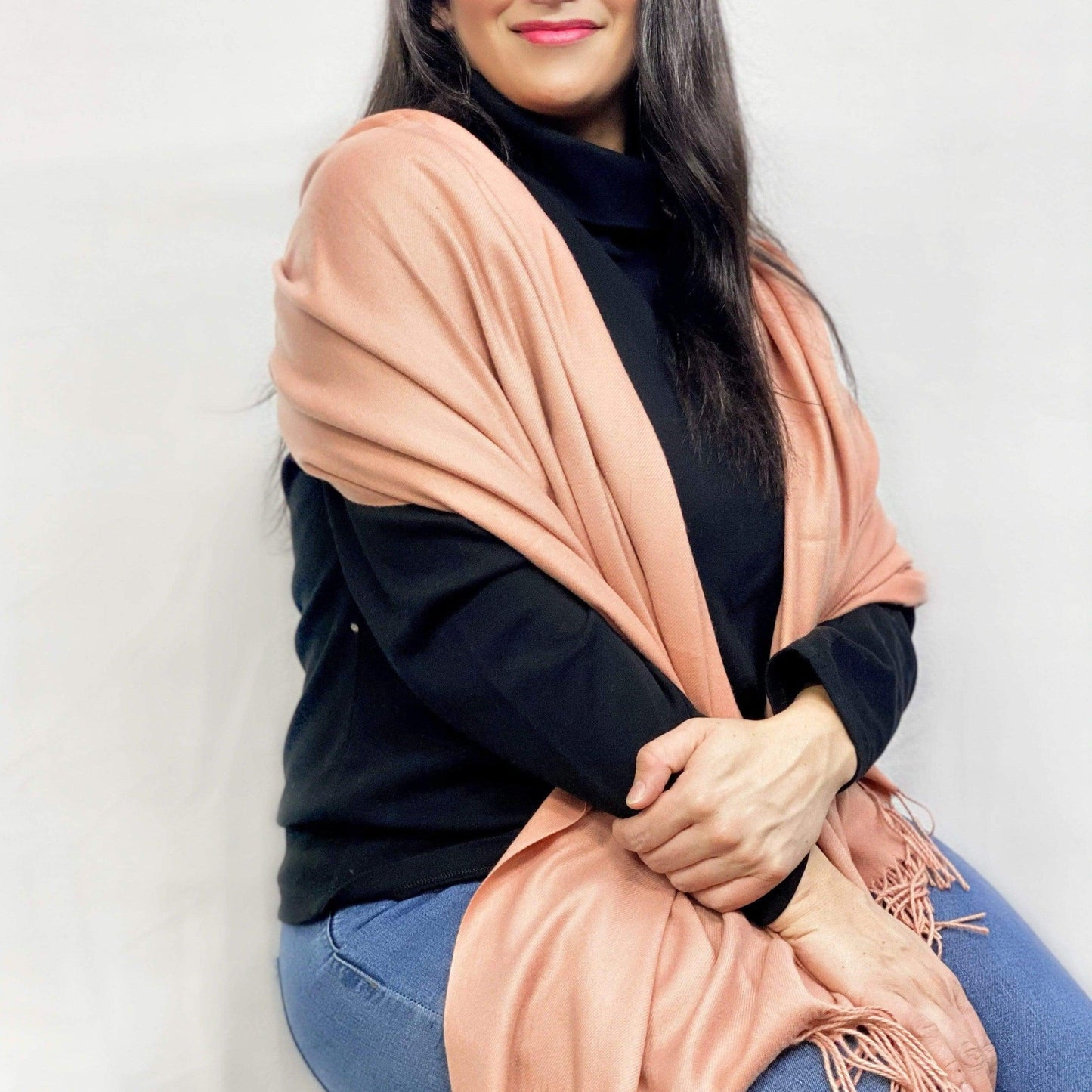Ultra Soft Peach Cashmere Scarf / Wrap / Shawl / Cover  #CA9