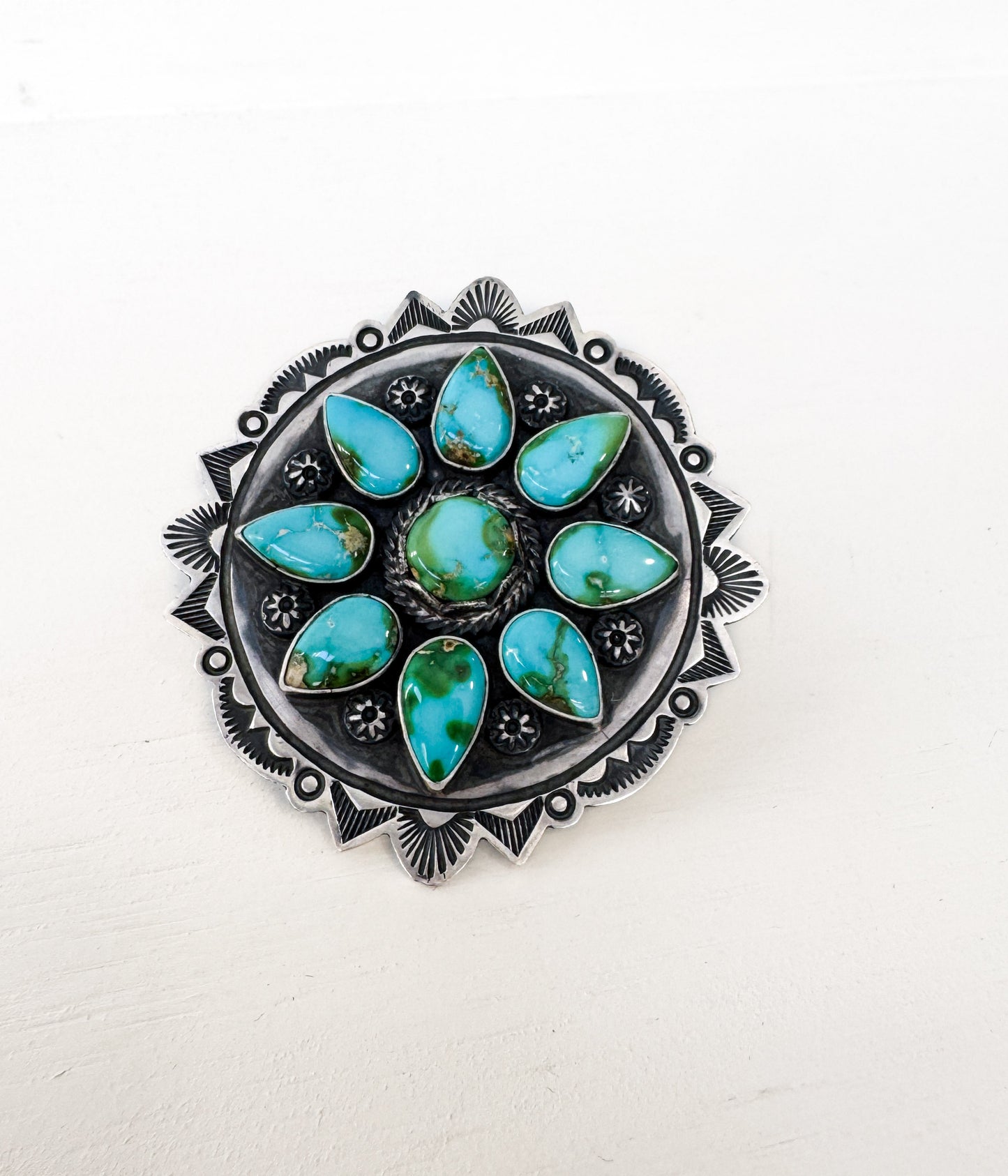 Massive Navajo Turquoise Adjustable Cluster Ring with Kingman Turquoise