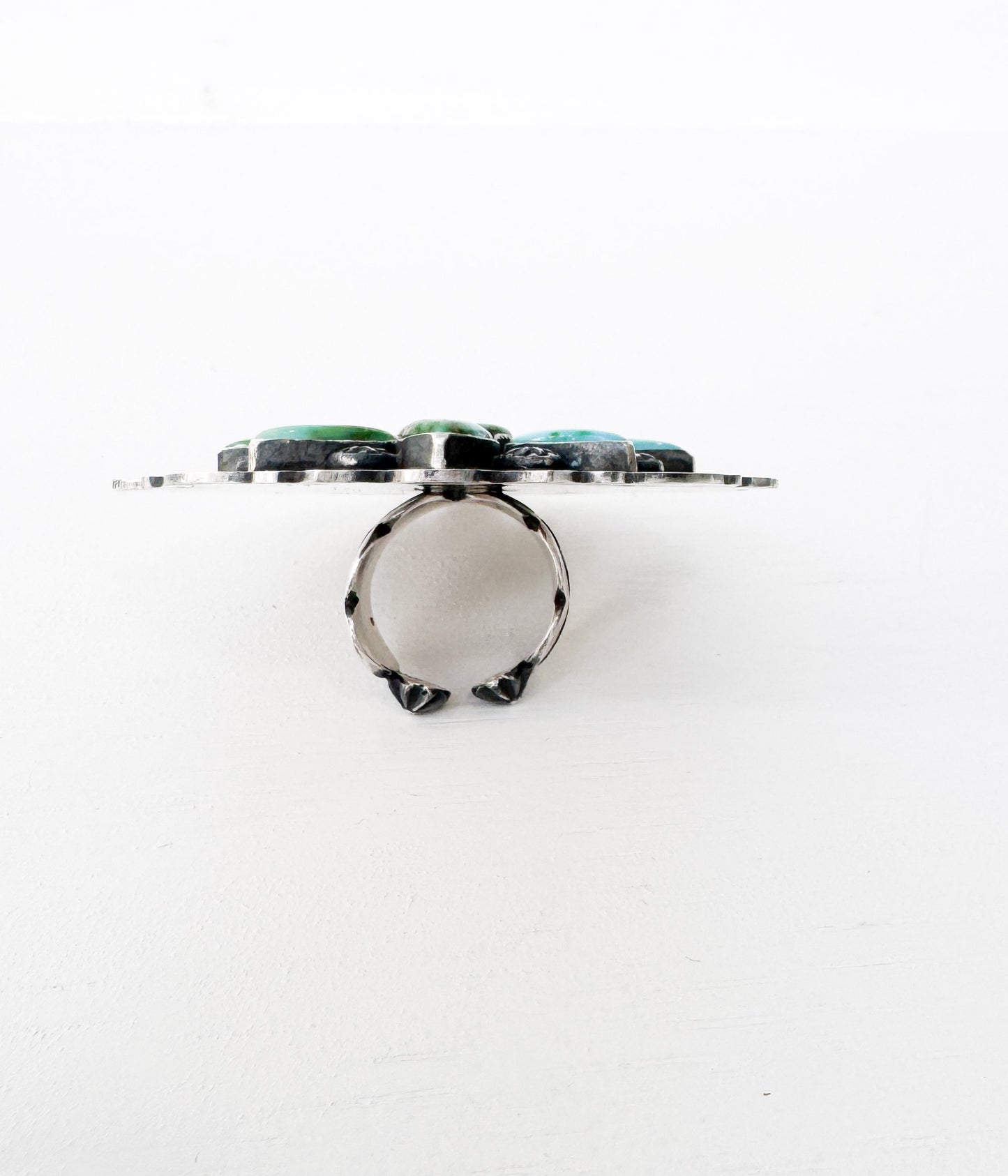 Massive Navajo Turquoise Adjustable Cluster Ring with Kingman Turquoise