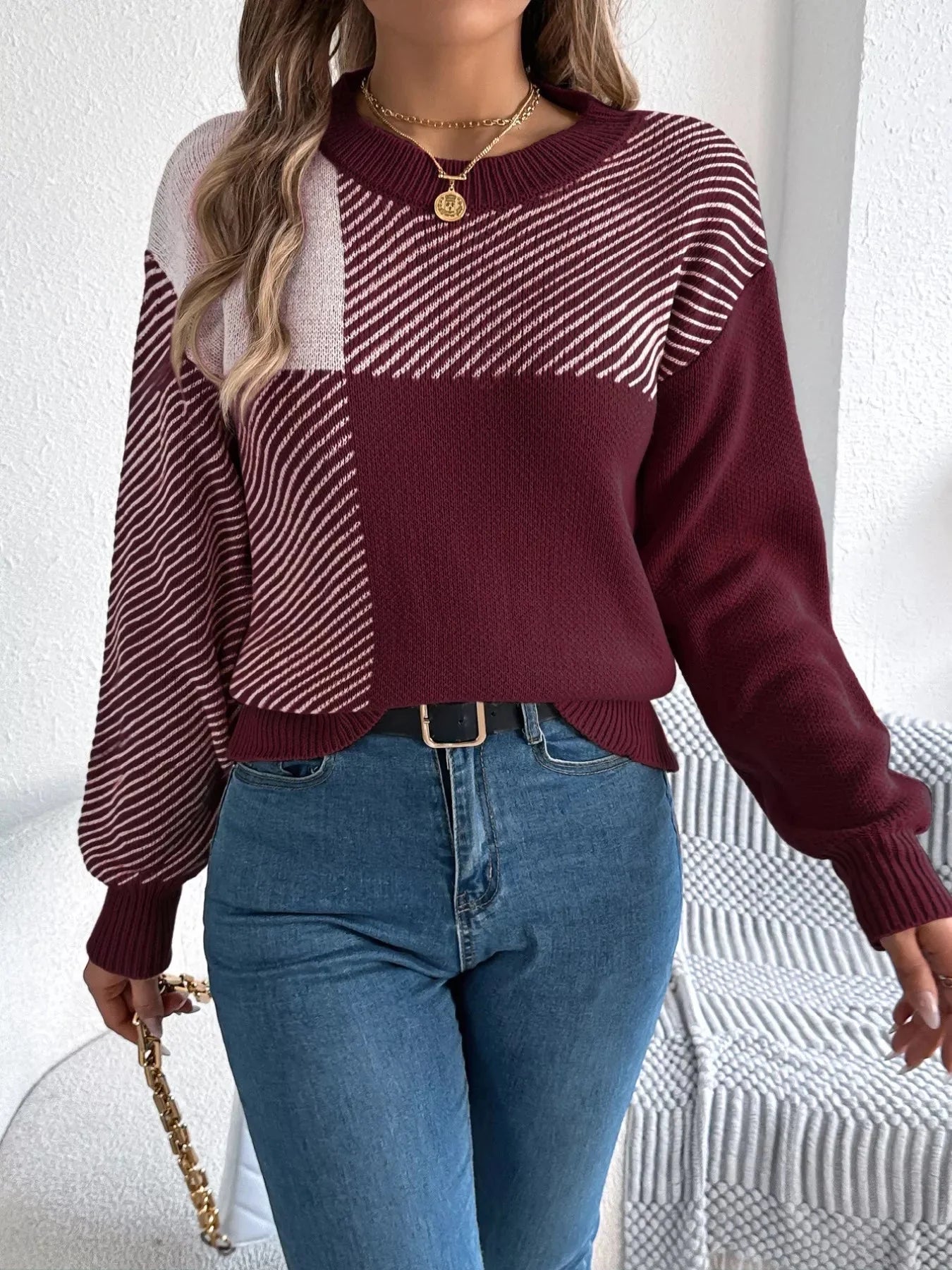 Charlotte Block Round Neck Sweater