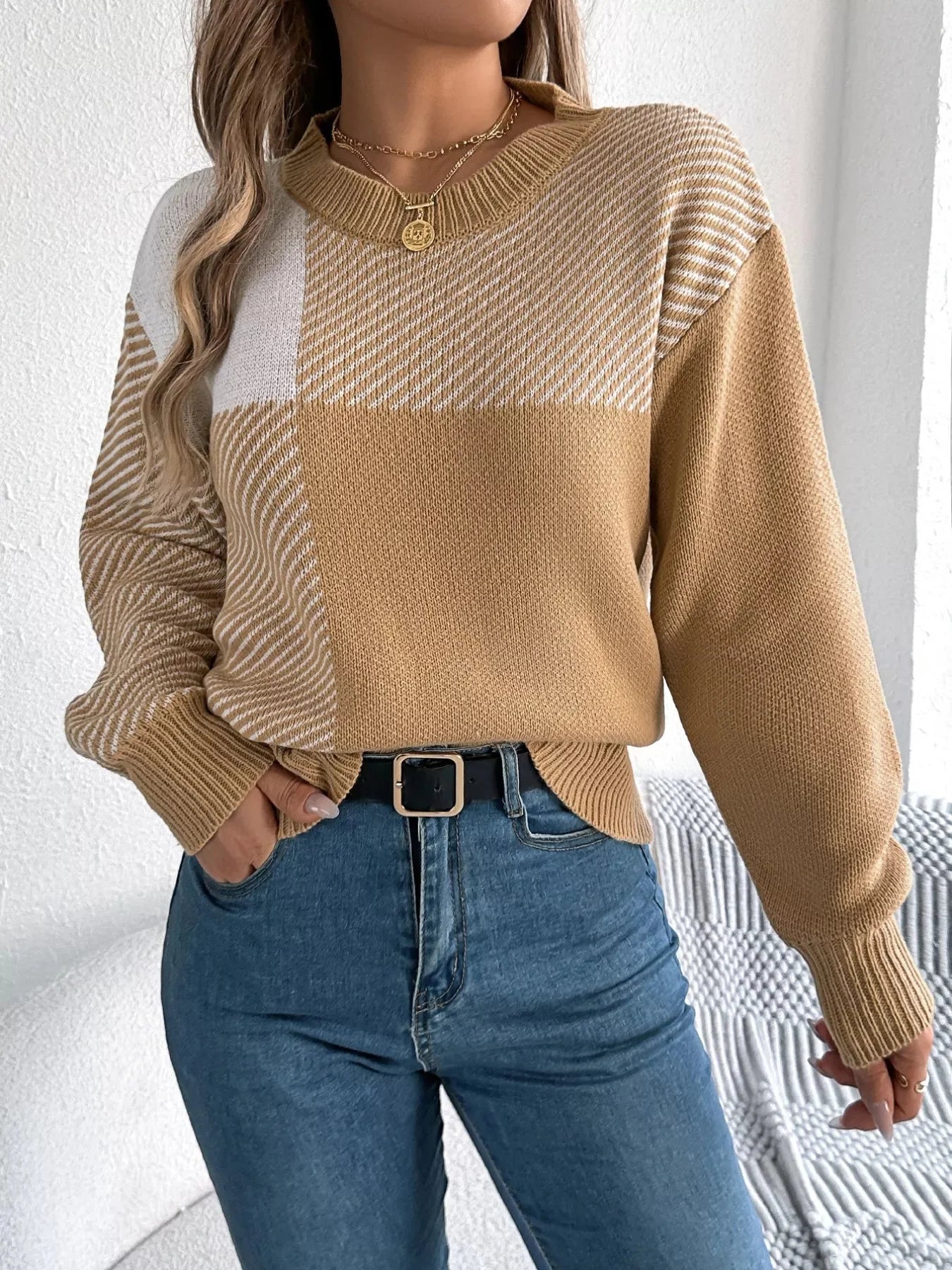 Charlotte Block Round Neck Sweater