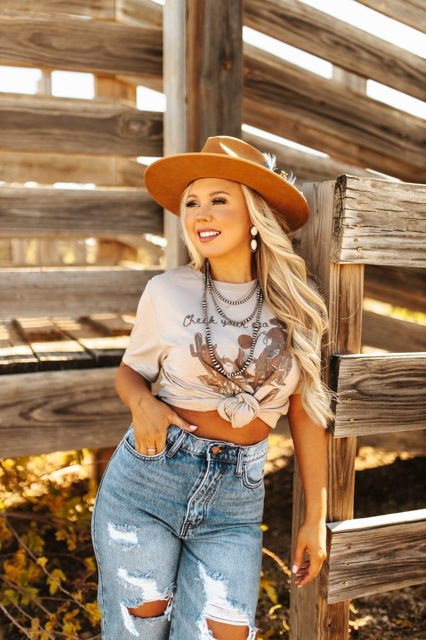 Check Your Ego Amigo Desert Rider Graphic Tee - Tan