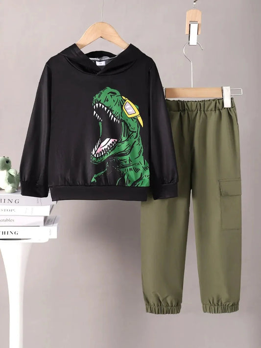 Children's Cool Dude Dinosaur Graphic Hoodie and Pants Set