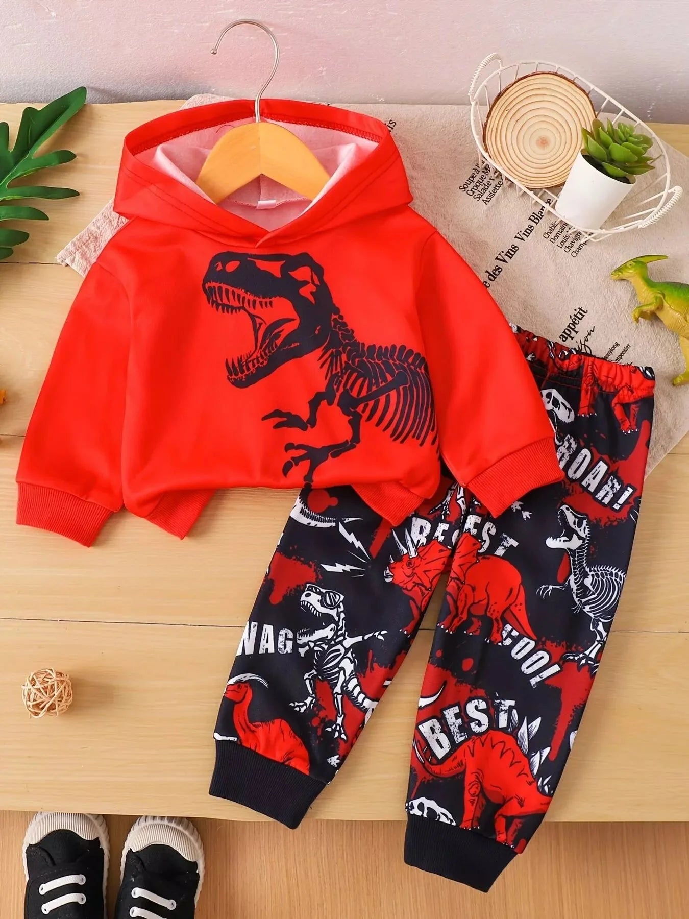 Children's Dinosaur Long Sleeve Hoodie and Pants Set - 6M - 3Y
