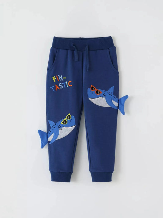 Children's Shark Applique Joggers - 2Y - 8Y