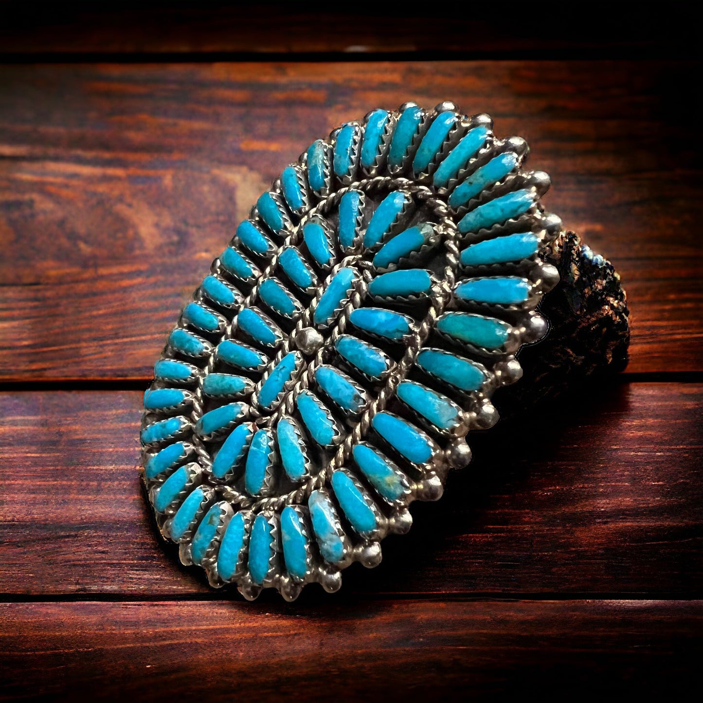 Turquoise & Sterling Cluster Ring by Philena Byjoe - Size 8