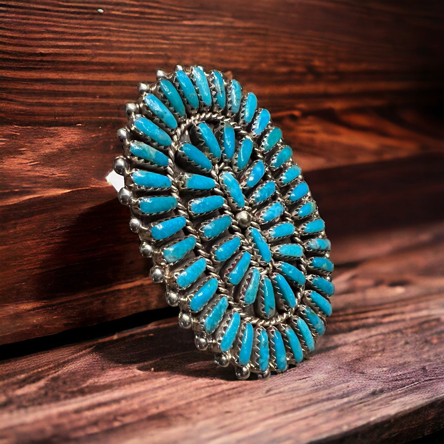 Turquoise & Sterling Cluster Ring by Philena Byjoe - Size 8