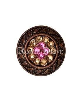 Pink AB & Champagne Copper 1.25" Disc European Crystal Concho