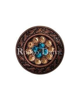 Teal Champagne & Topaz Copper 1.25" Disc European Crystal Concho