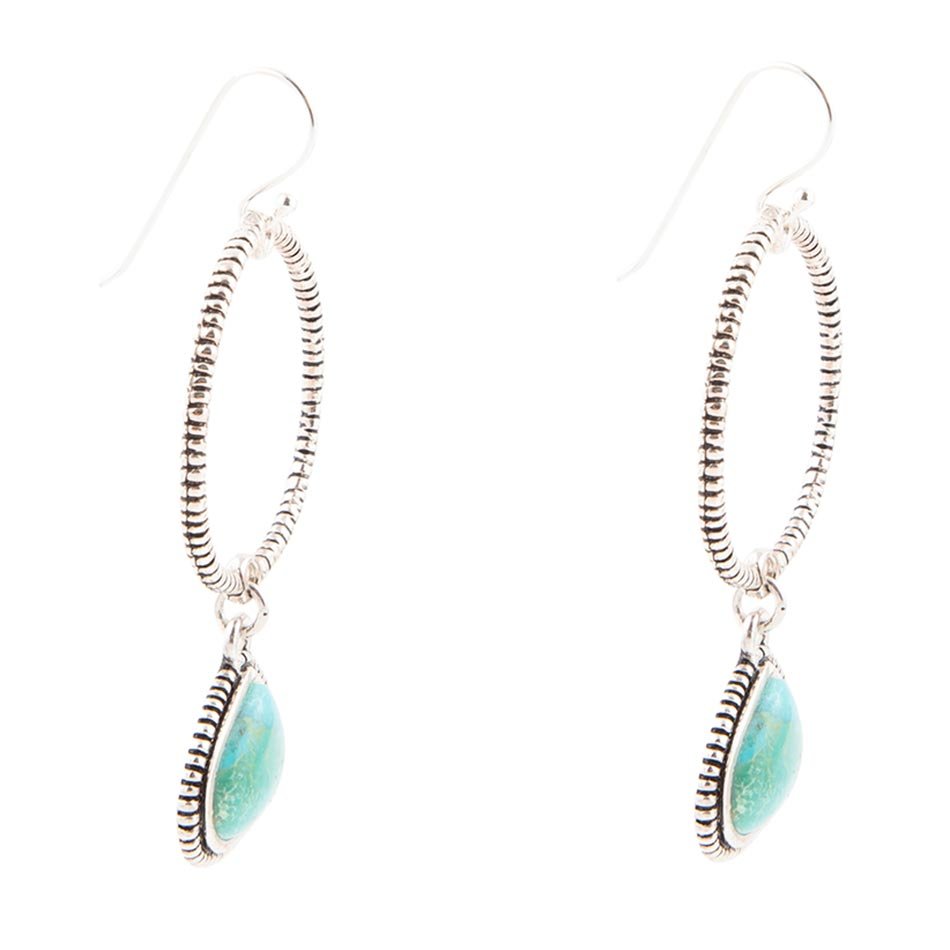 Corinth Blue Turquoise Charms Sterling Silver Earrings