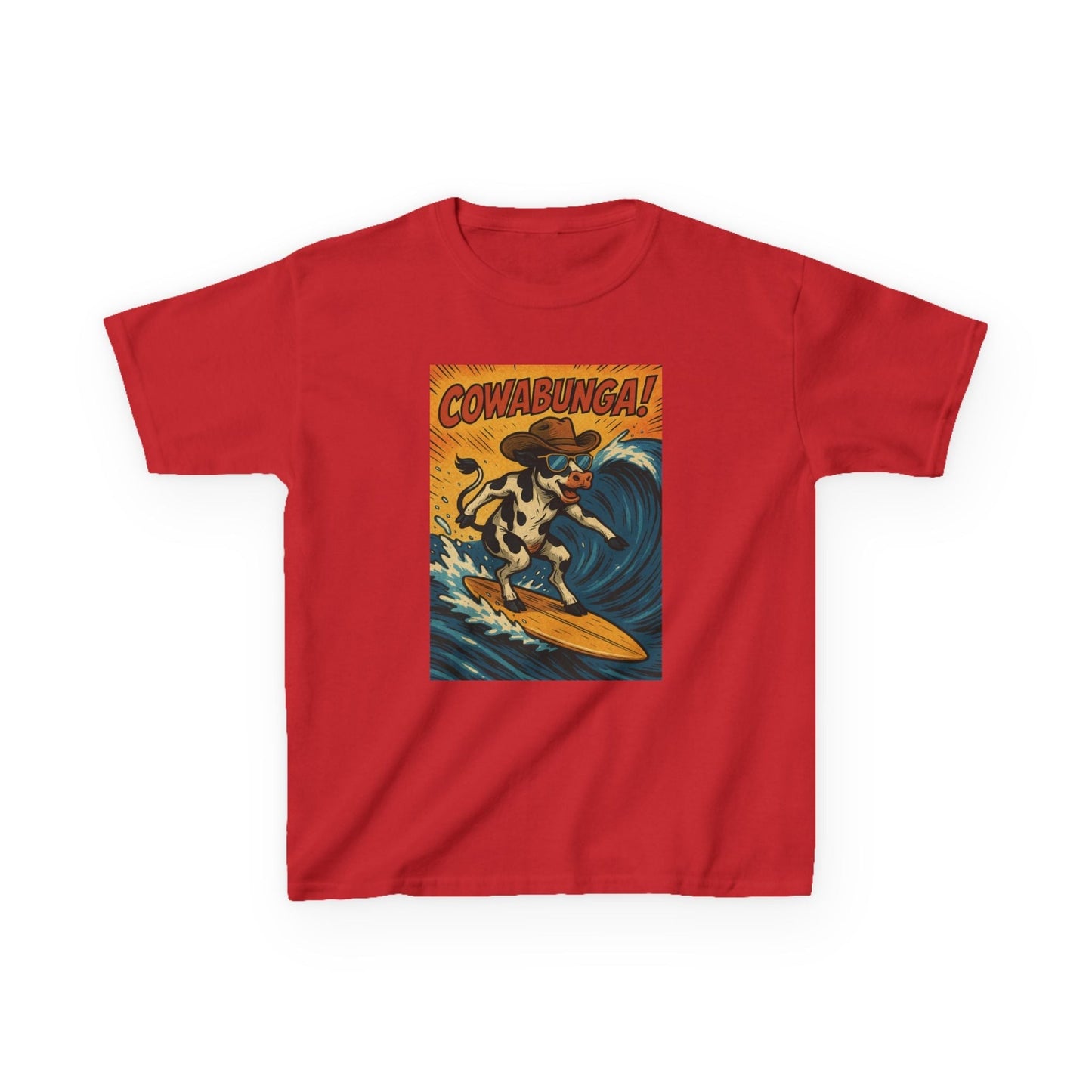 Cowabunga Surfing Cow Kids Tee