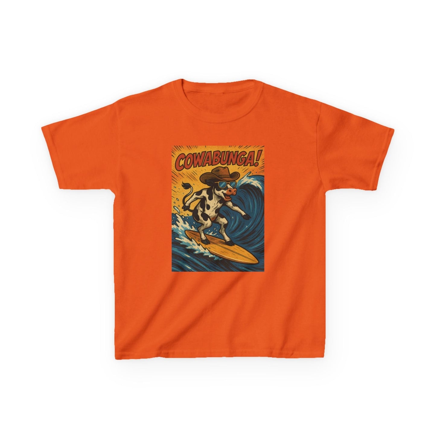 Cowabunga Surfing Cow Kids Tee