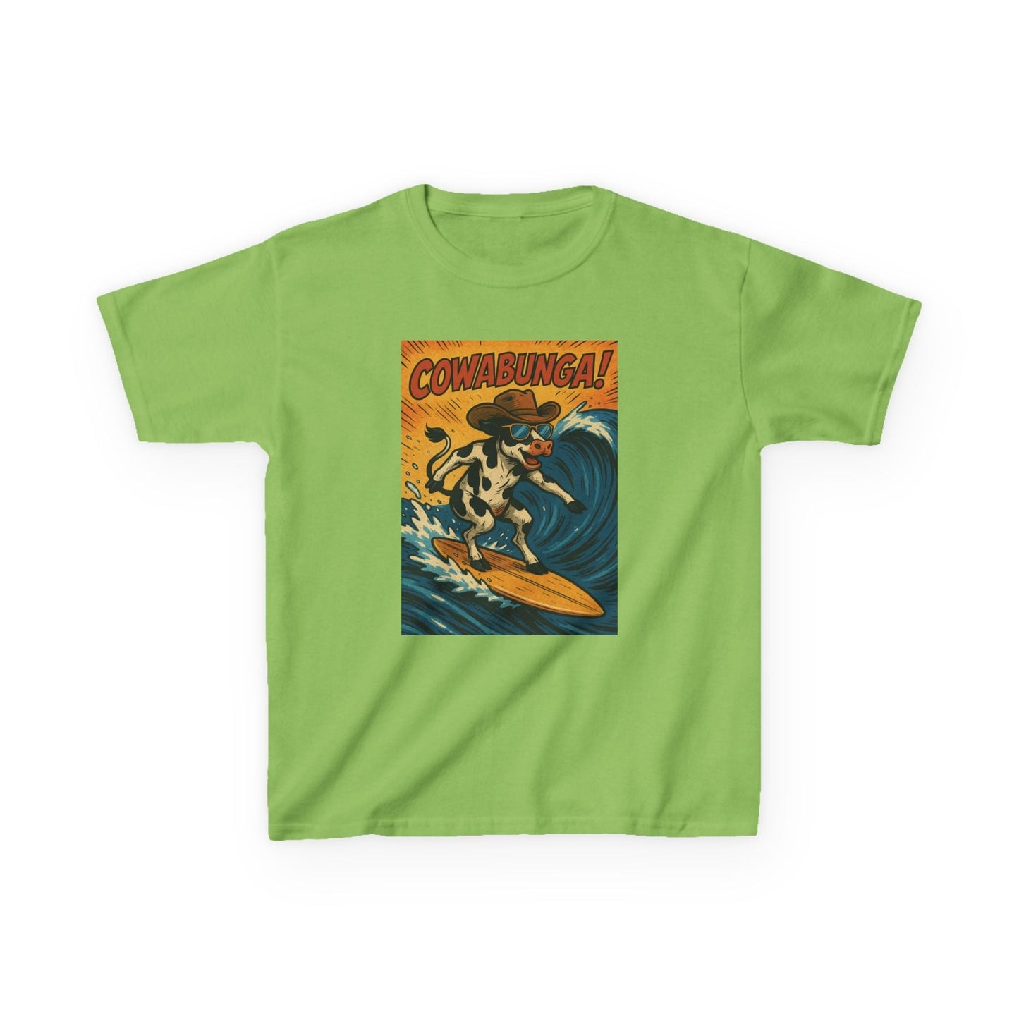 Cowabunga Surfing Cow Kids Tee