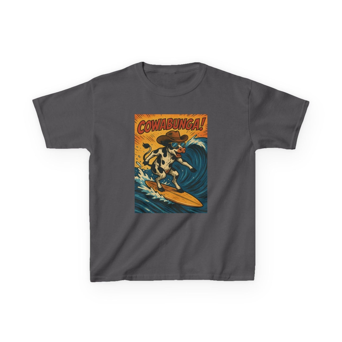 Cowabunga Surfing Cow Kids Tee