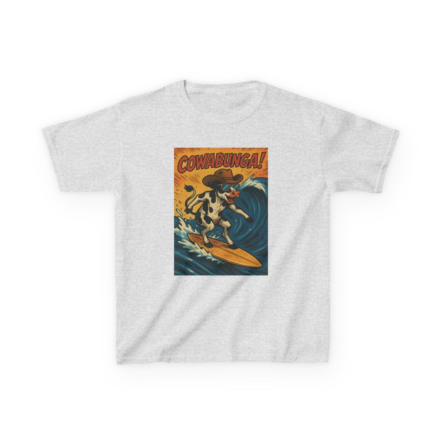 Cowabunga Surfing Cow Kids Tee