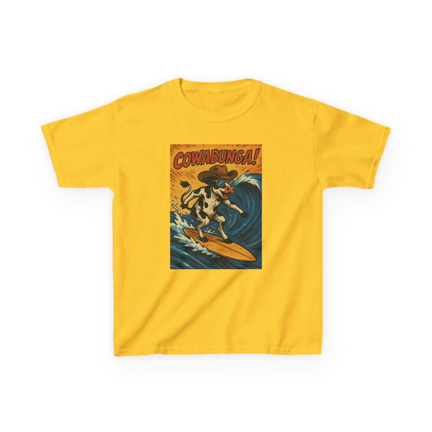 Cowabunga Surfing Cow Kids Tee