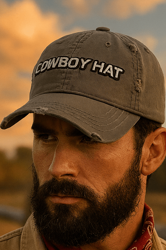 Cowboy Hat Distressed Baseball Cap