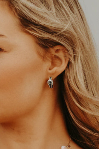 Cowgirl Luxe Blue Buckle Hoop Earrings