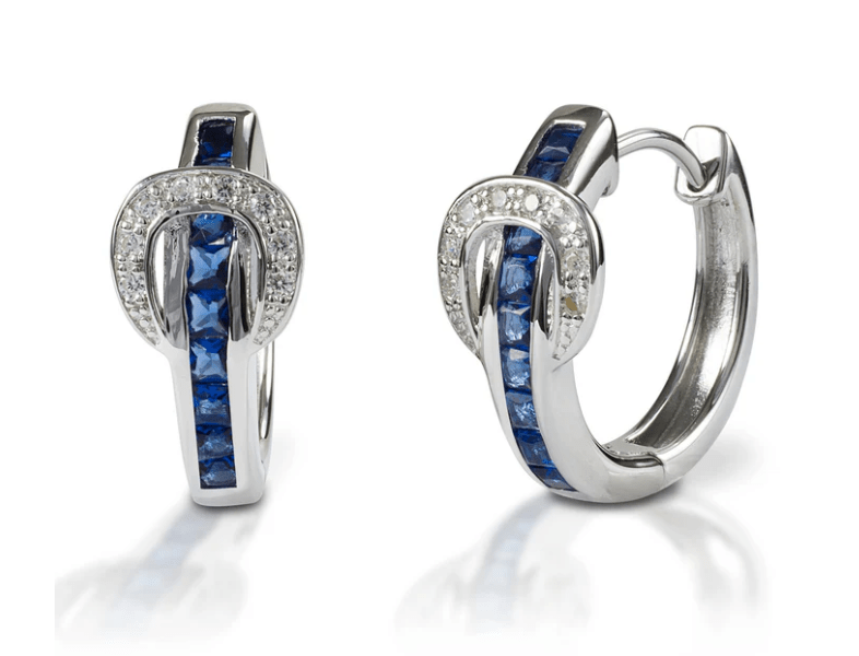 Cowgirl Luxe Blue Buckle Hoop Earrings