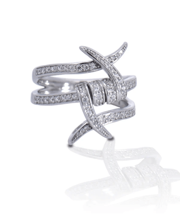 Cowgirl Luxe Clear Stone Barbed Wire Ring