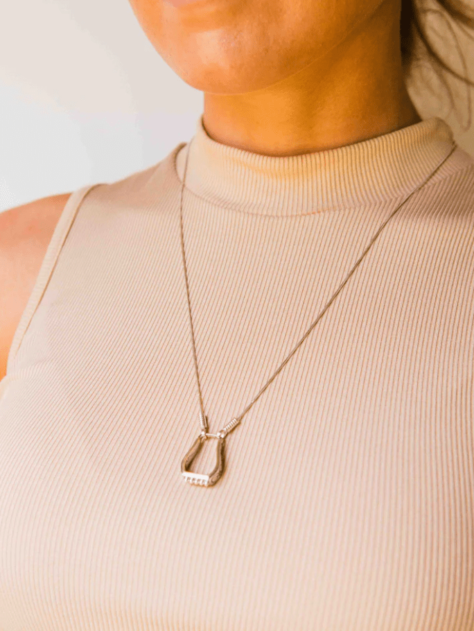 Cowgirl Luxe Engraved Two-Tone Stirrup Necklace