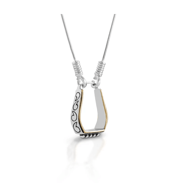 Cowgirl Luxe Engraved Two-Tone Stirrup Necklace