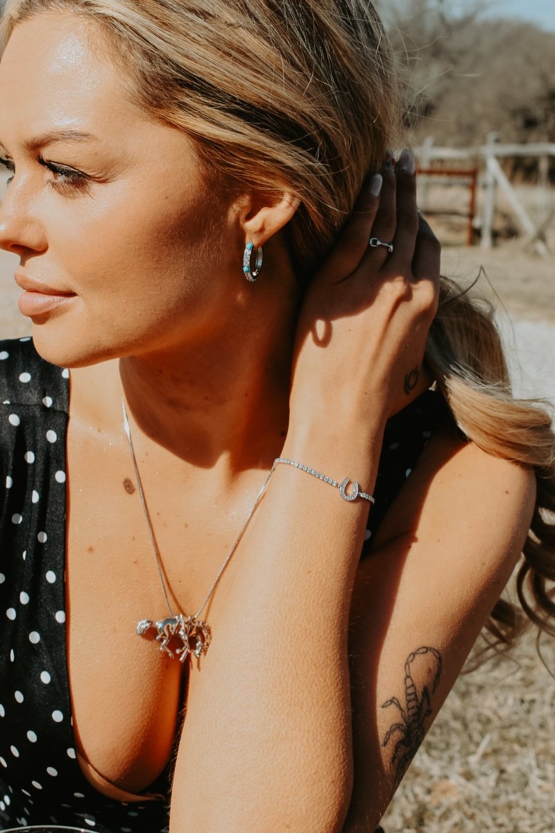 Cowgirl Luxe Sleeping Beauty & Clear CZ Hoop Earrings
