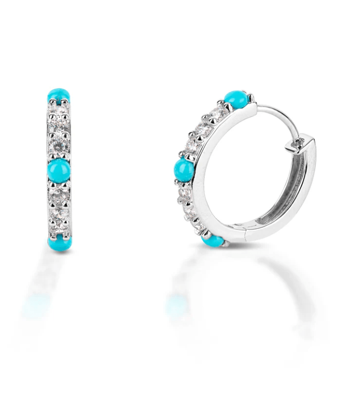 Cowgirl Luxe Sleeping Beauty & Clear CZ Hoop Earrings