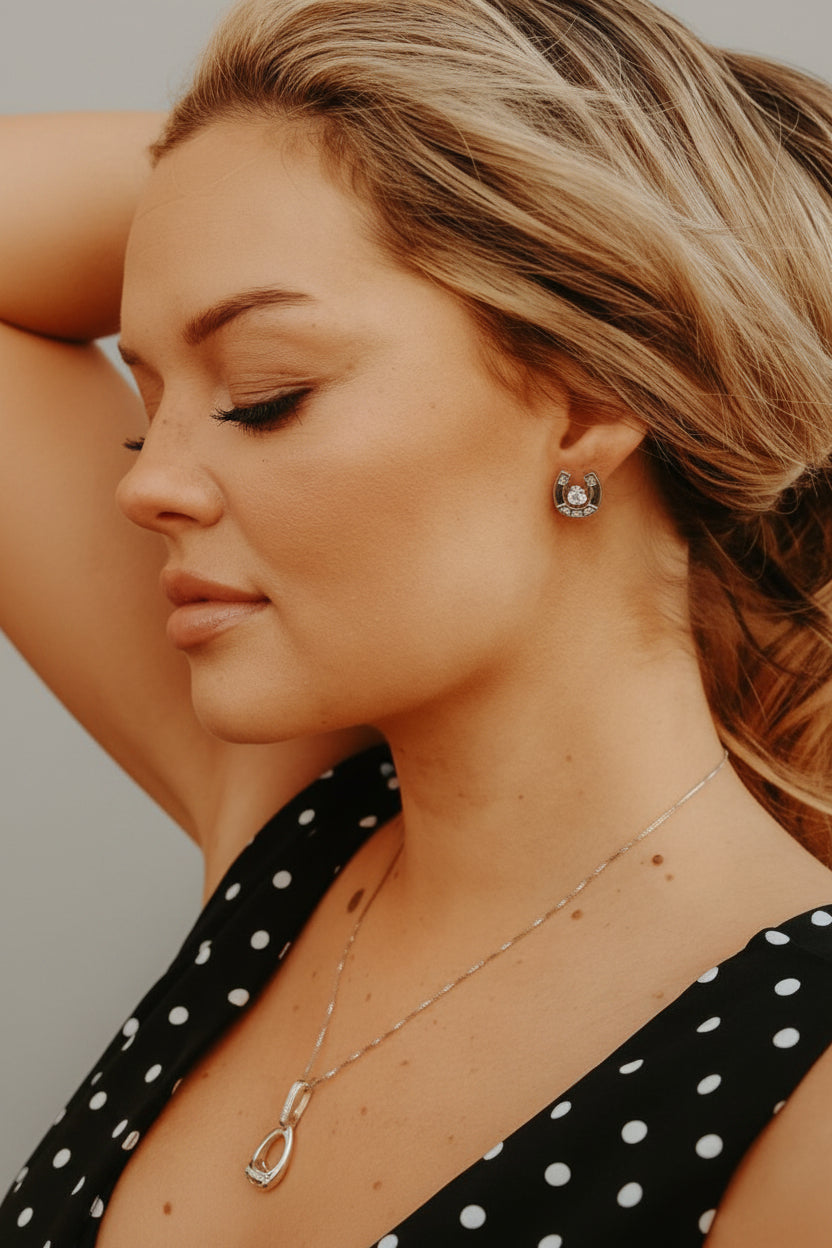 Cowgirl Luxe Stud Earrings with Horseshoe Jackets