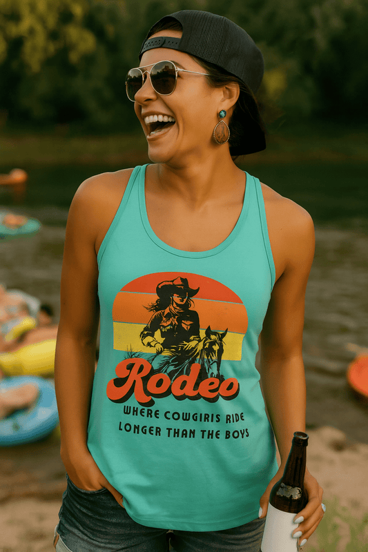 Cowgirls Ride Longer Than Boys Rodeo Tank