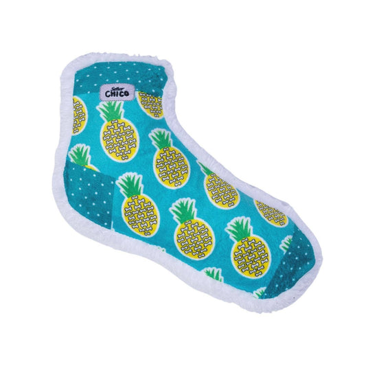 Squeaky Sock Plush Dog Toy – Whimsy Wonders Pineapple Design