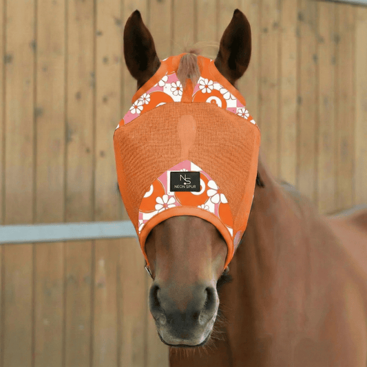 Daisy 8 Horse Fly Mask -Orange Mesh