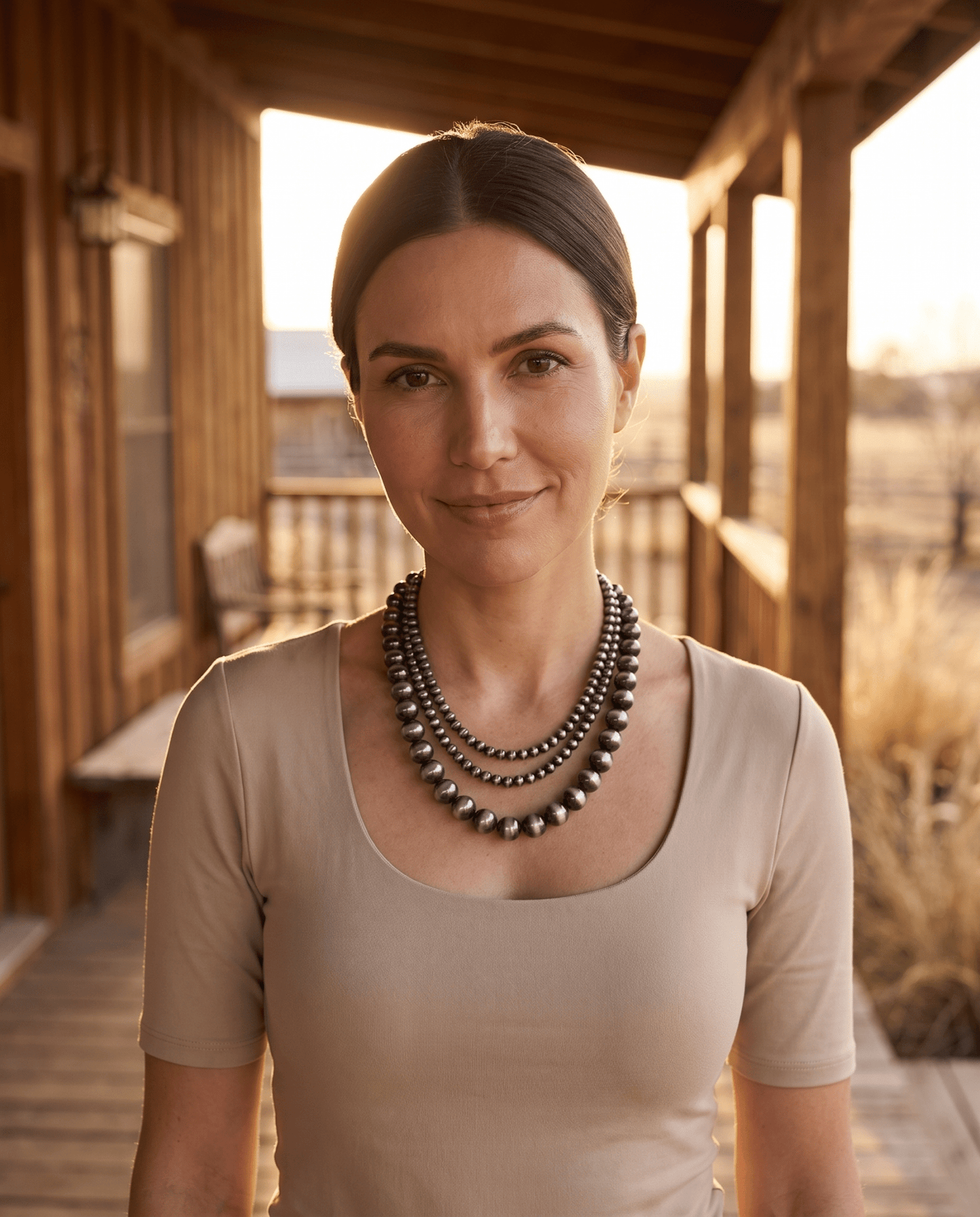 Desert Dreamer 3-Strand Western Faux Sterling Pearl Necklace — Single-Clasp Layered Look