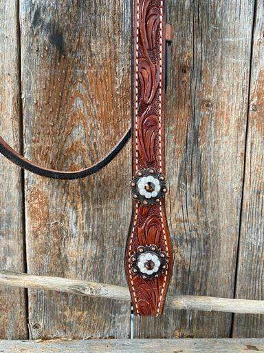 Medium Oil Floral Pearl Browband/Breastcollar Tack Set #BBBC404